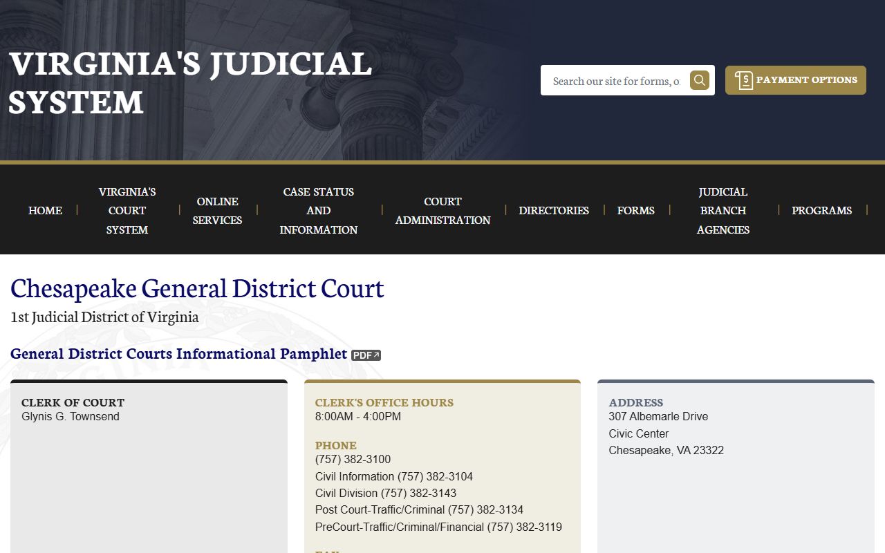 Chesapeake General District Court Virginia traffic dockets