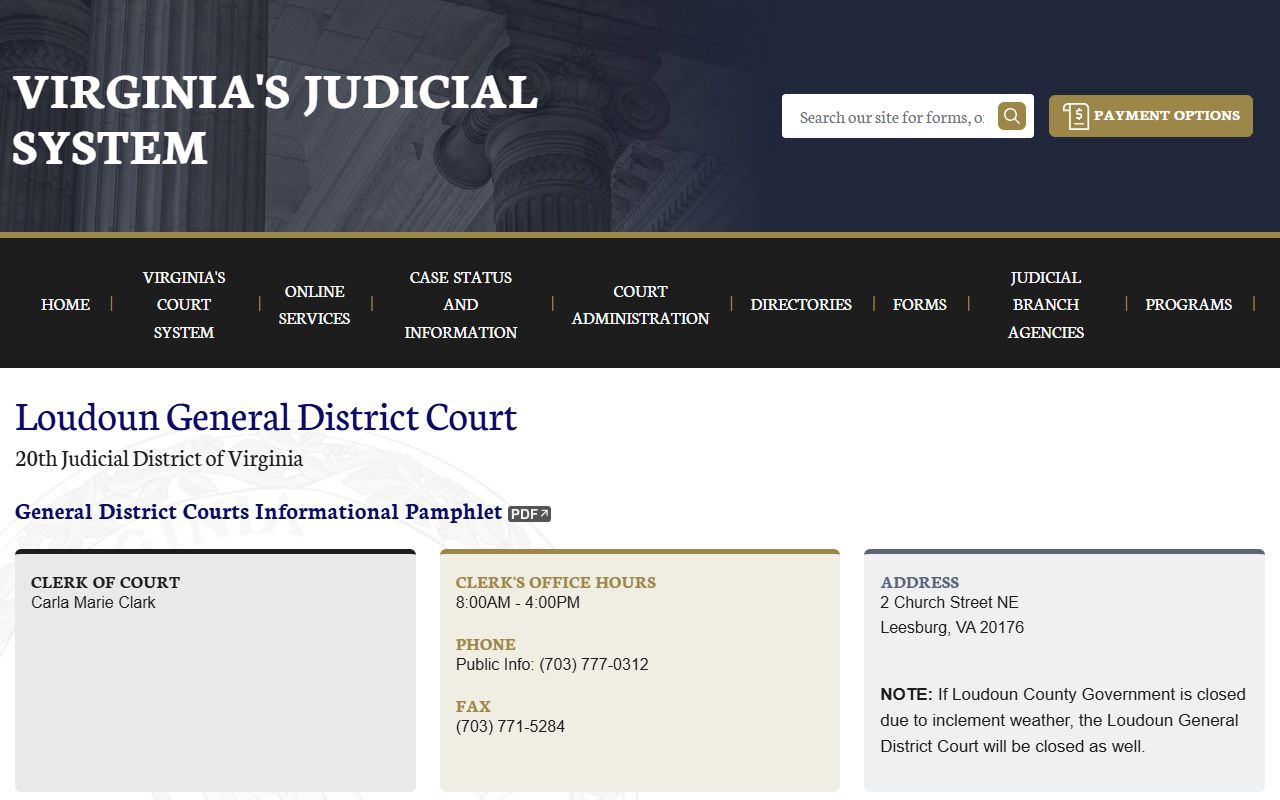 Loudoun County General District Court Leesburg traffic court records