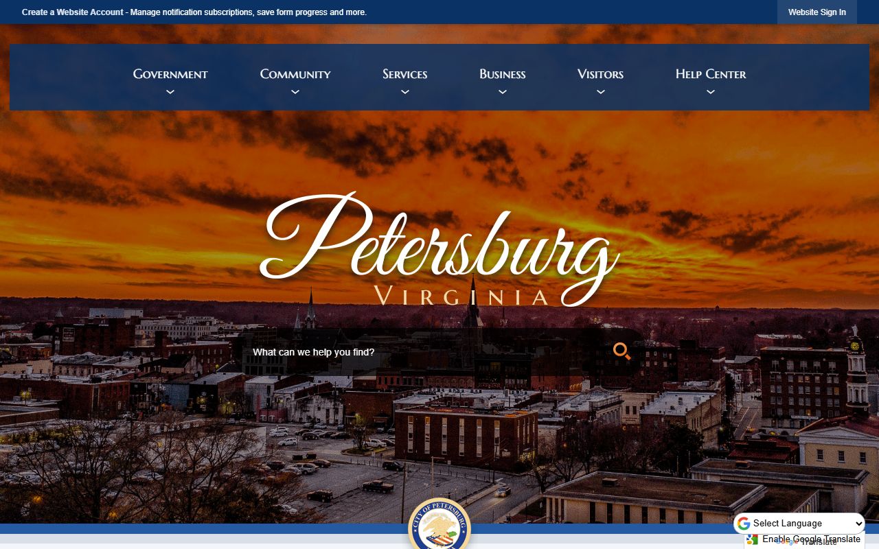 Petersburg Virginia city website traffic court records