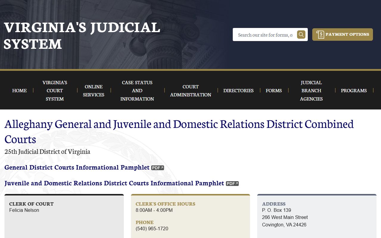 Alleghany County Combined District Court Virginia traffic court records