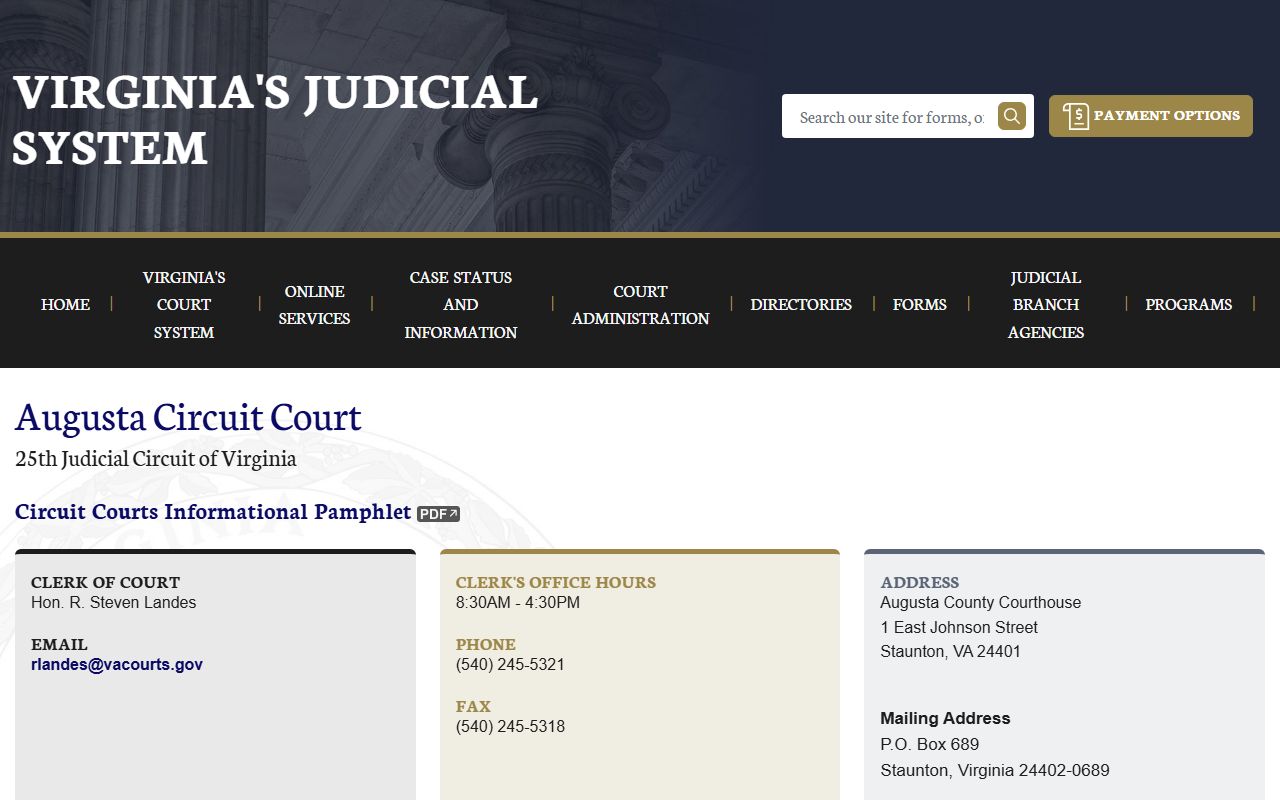 Augusta County Circuit Court Virginia traffic court records