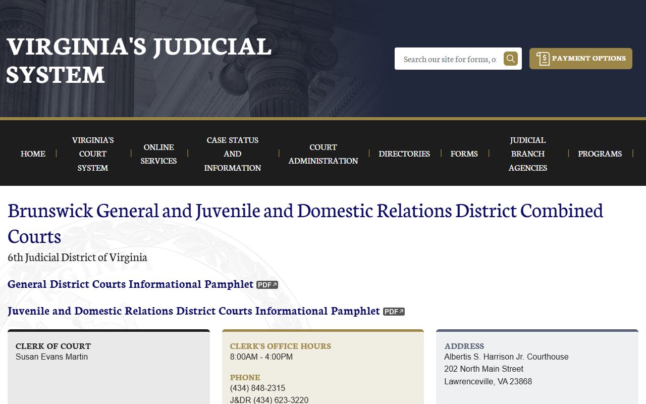Brunswick County Combined Court traffic records on Virginia Judicial System