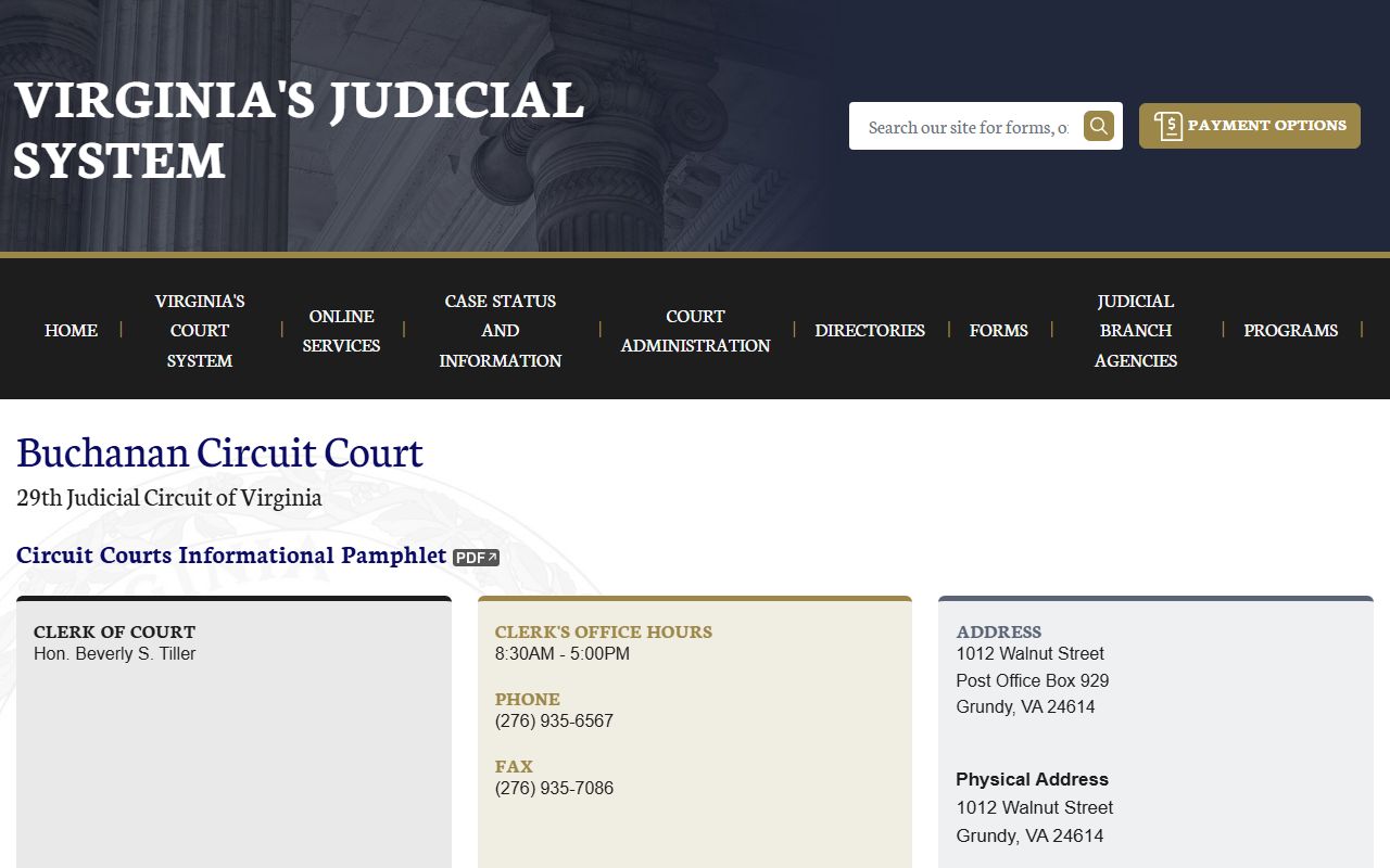 Buchanan County traffic court records Circuit Court page on Virginia Courts