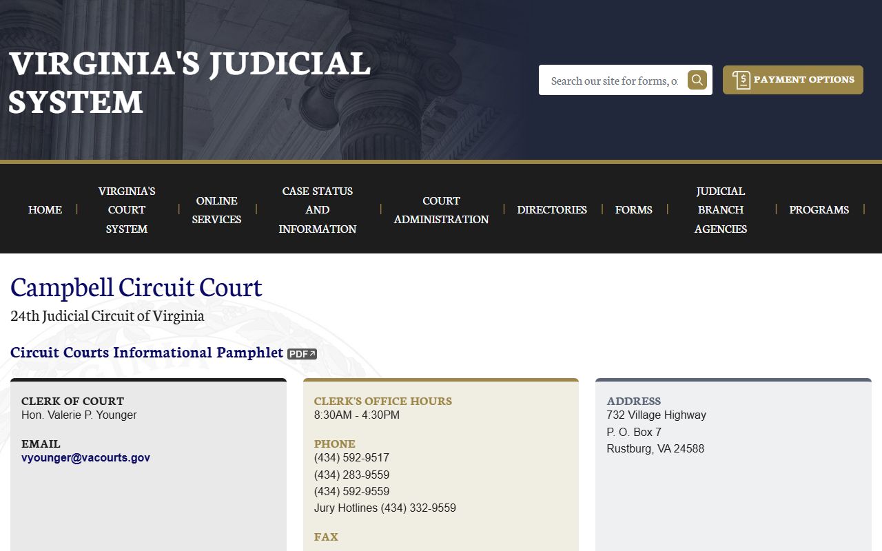 Campbell County traffic court records Circuit Court page on Virginia Courts
