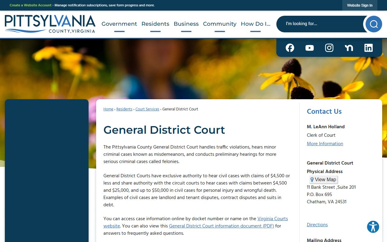 Pittsylvania County General District Court traffic records