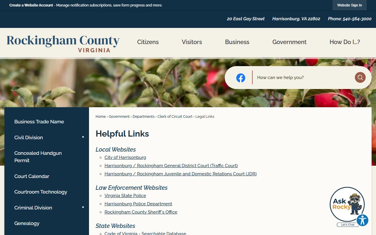 Rockingham County legal links for traffic court records
