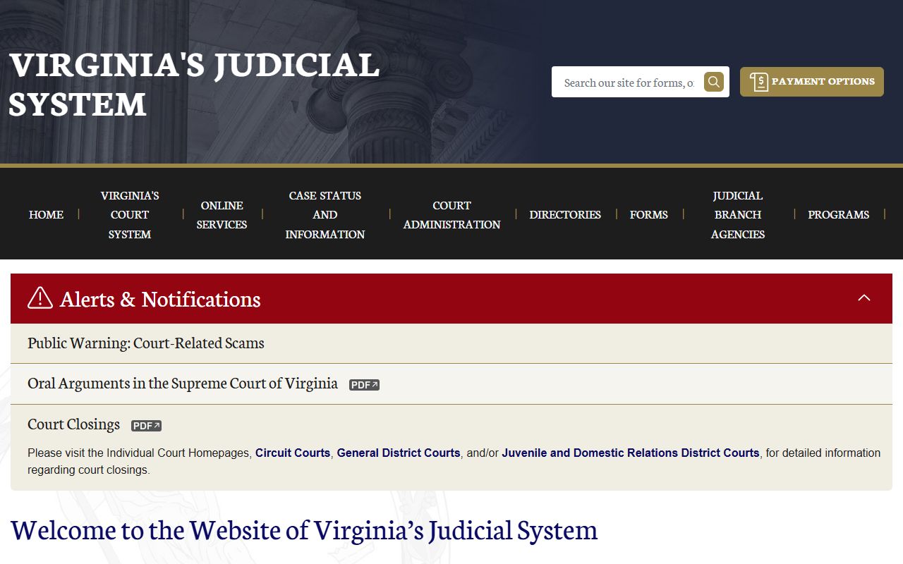 Russell County traffic court records Virginia courts portal