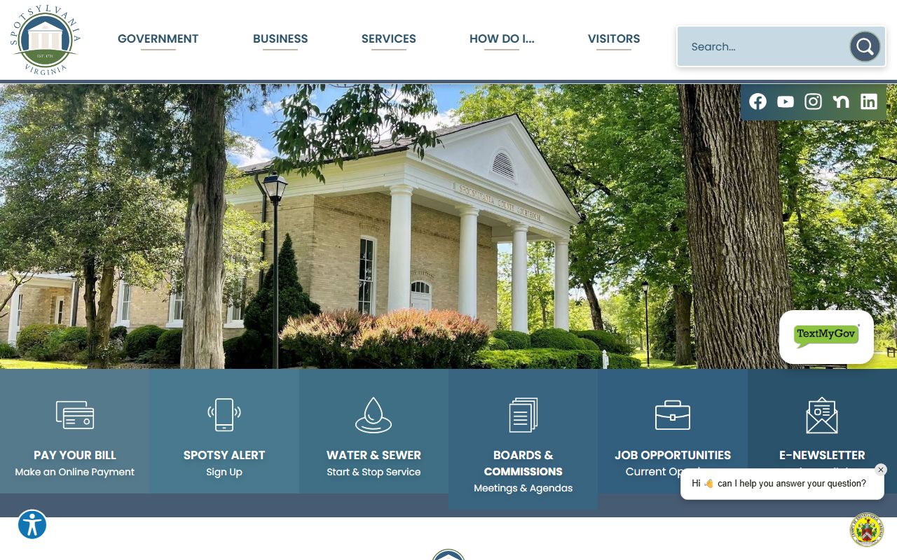 Spotsylvania County government website with court information