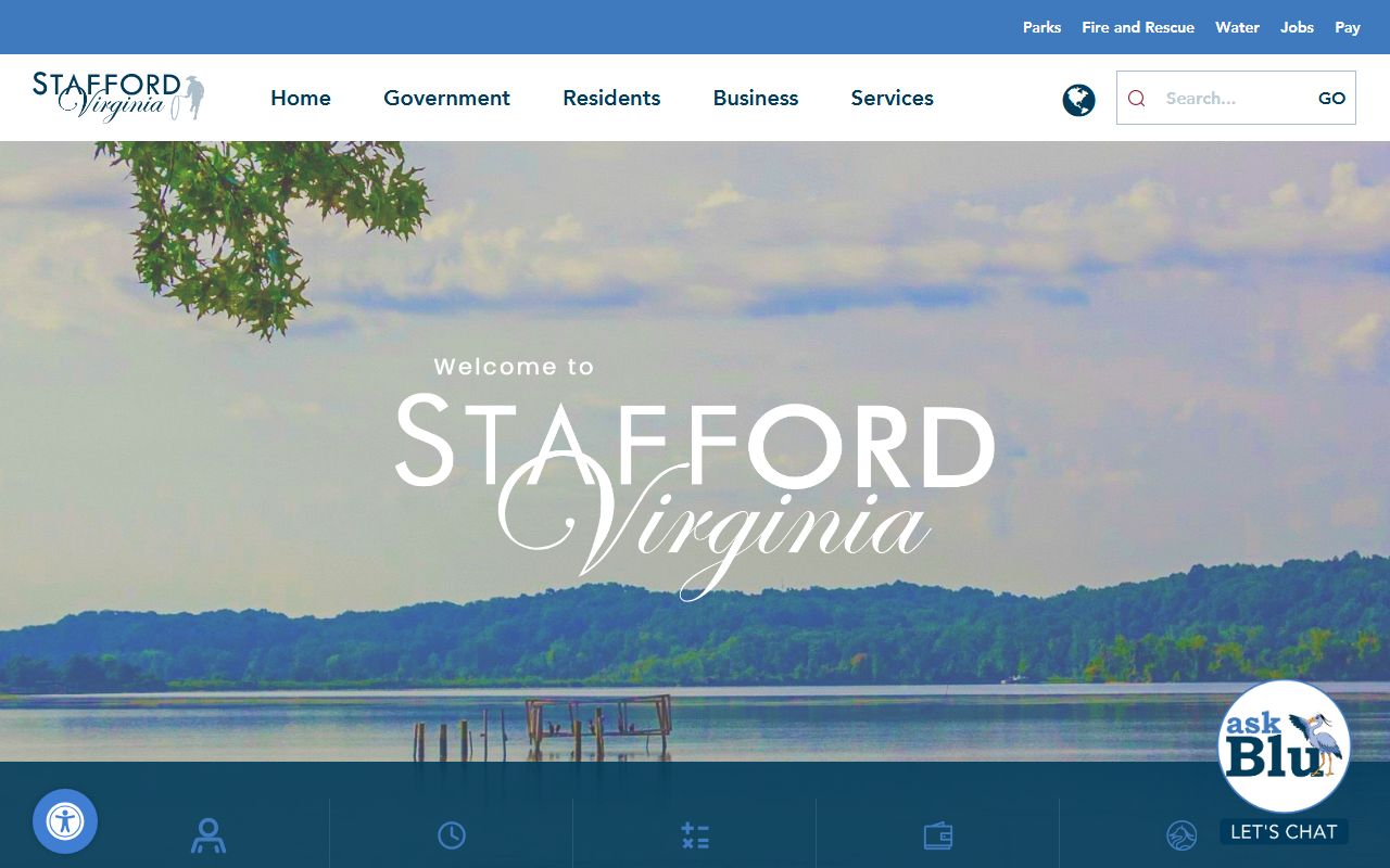 Stafford County government website with court and traffic information
