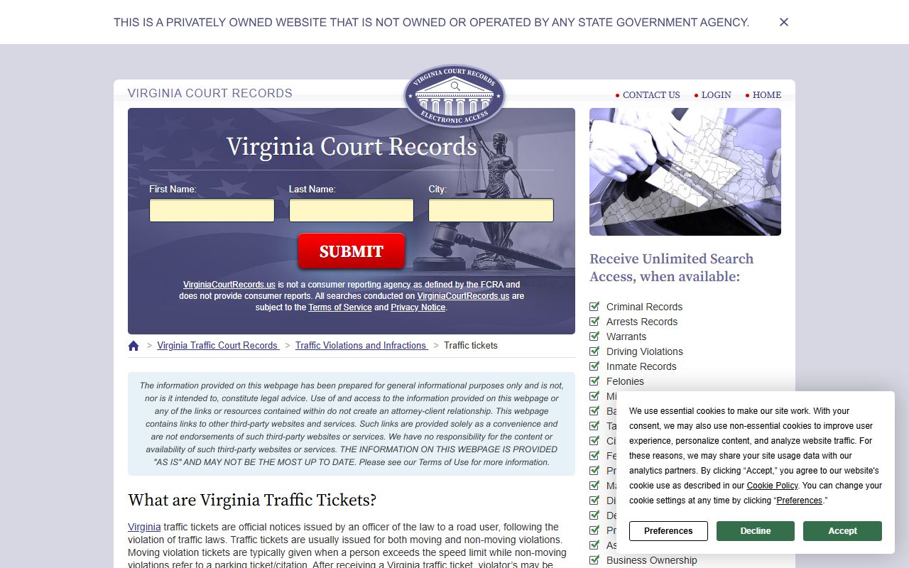 Lexington traffic court records Virginia