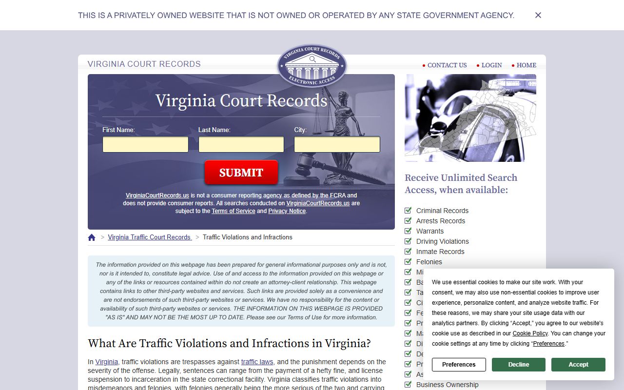 Manassas traffic court records Virginia case search